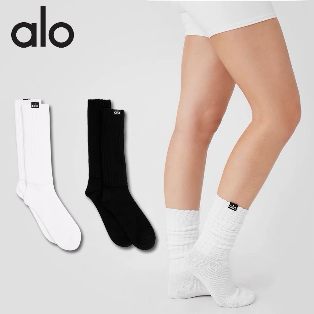 Alo Unisex Scrunch Sock 2 pairs Black and White